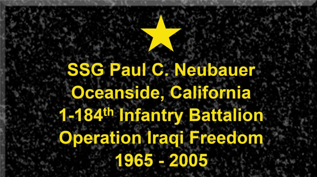 Plaque of Staff Sergeant Paul C. Neubauer