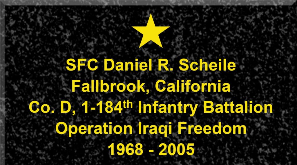 Plaque of Sergeant First Class Danial R. Scheile
