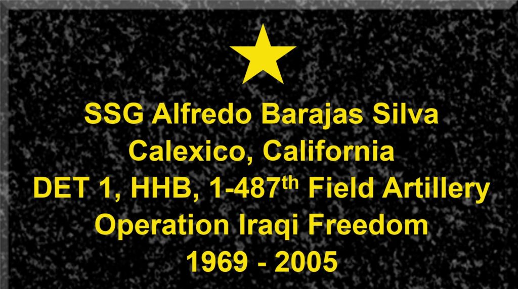 Plaque of Staff Sergeant Alfredo Barajas Silva