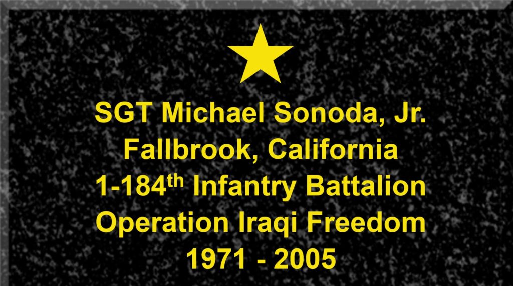 Plaque of Sergeant Michael Sonoda Junior 