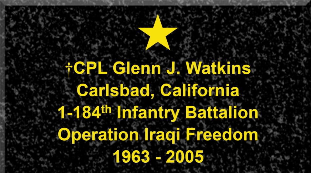 Plaque of Corporal Glenn J. Watkins