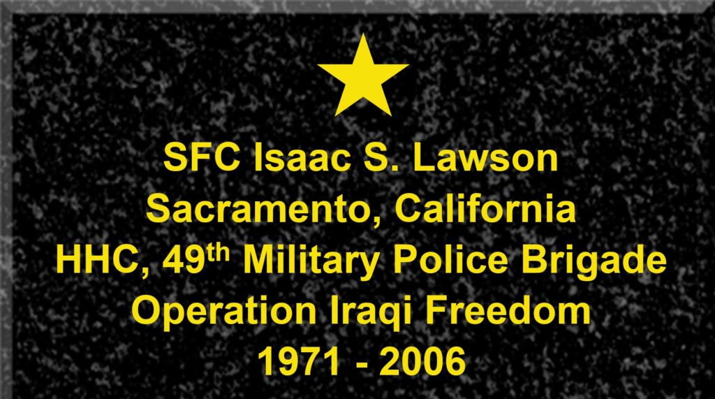 Plaque of Sergeant First Class Isaac S. Lawson