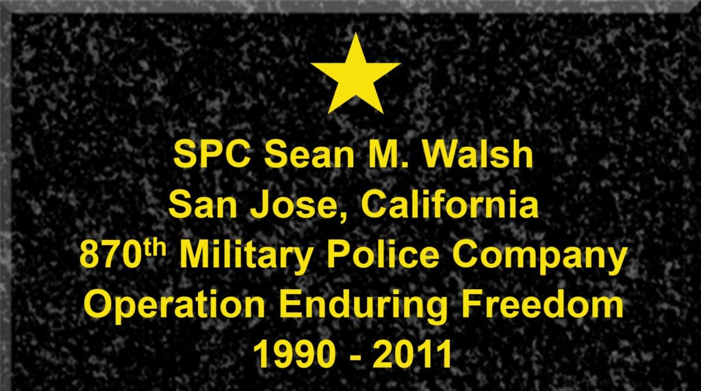 Plaque of Specialist Sean M. Walsh