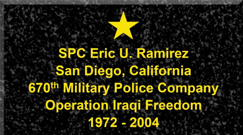 Plaque of Specialist Eric U. Ramirez 