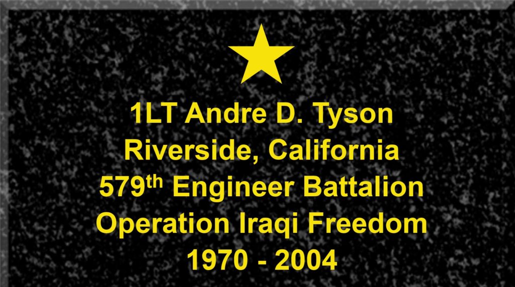 Plaque of First Lieutenant Andre D. Tyson