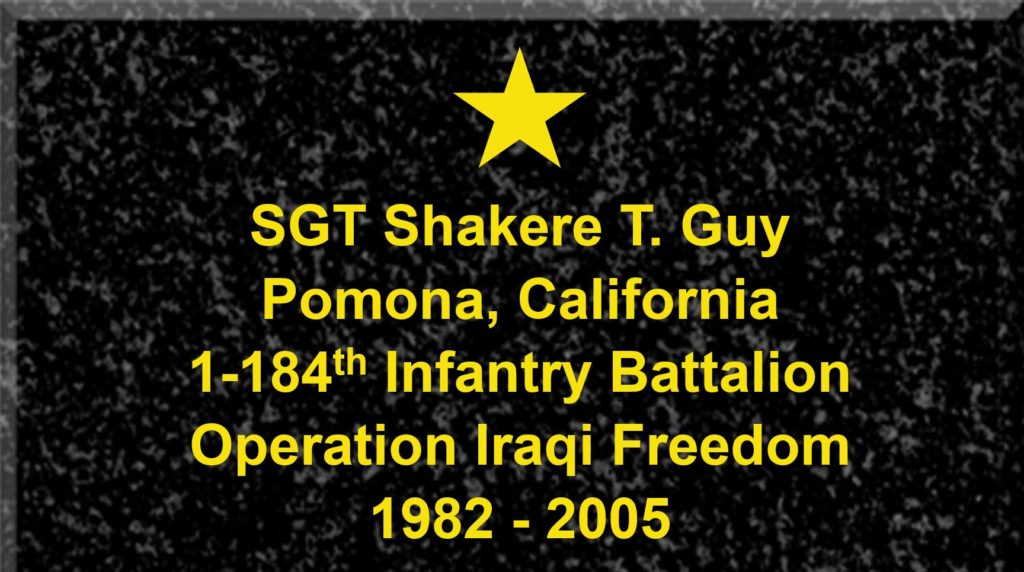 Plaque of Sergeant Shakere T. Guy