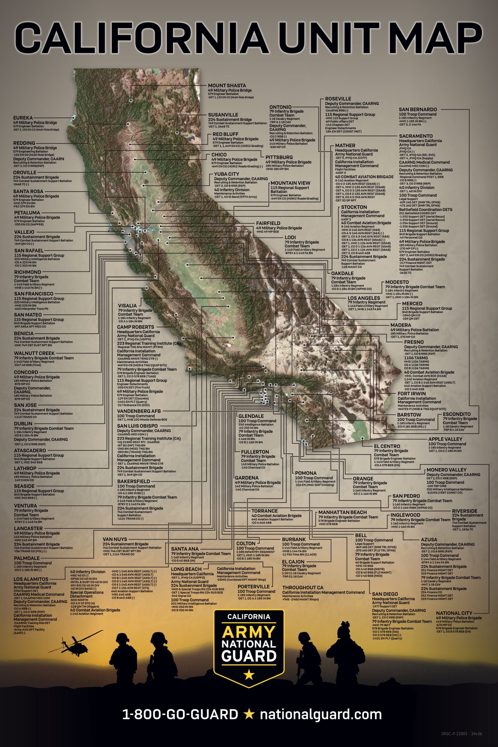 California Army National Guard Unit Map